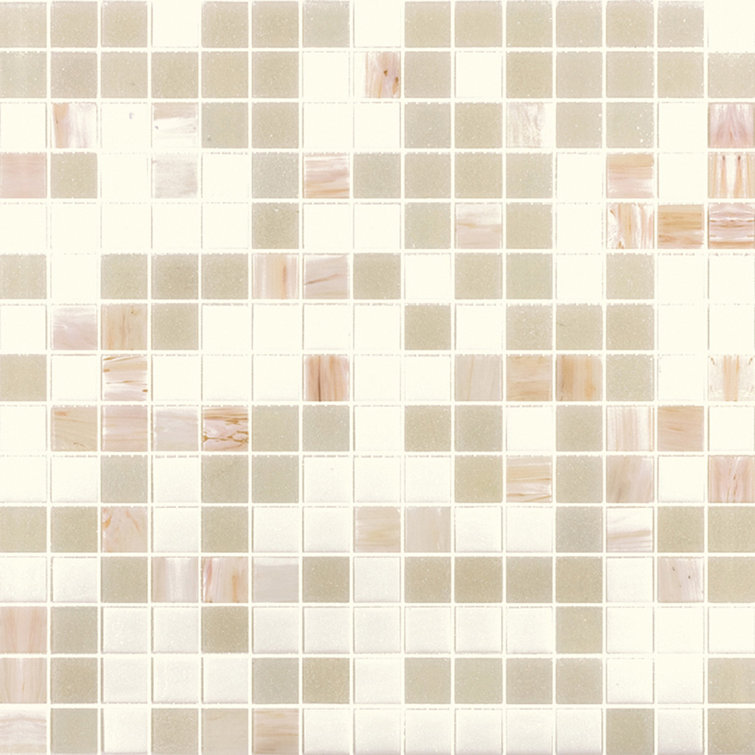 12" x 12" White and Gray Glass Mosaic Tile
