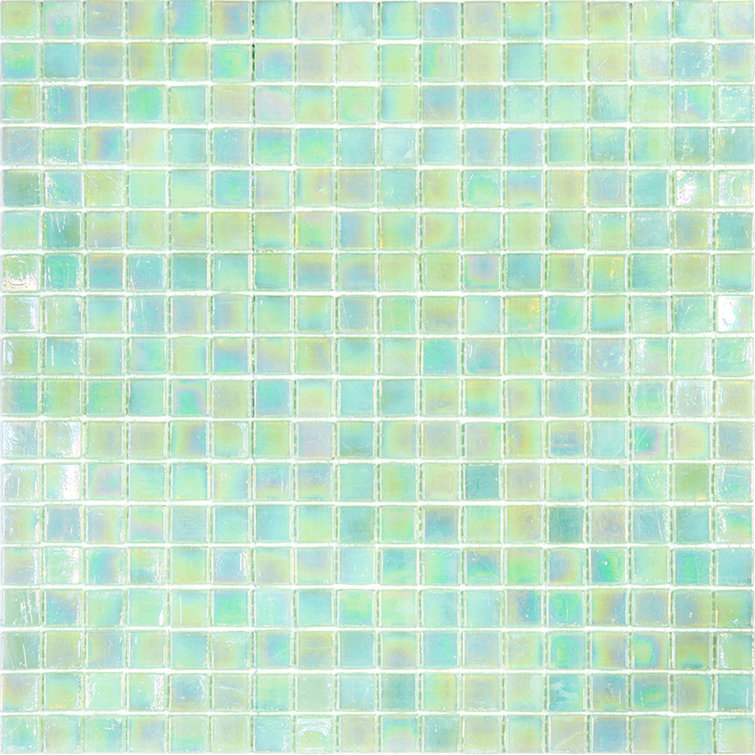 Ultramarine Green Iridescent Glass Mosaic Wall and Floor Tile