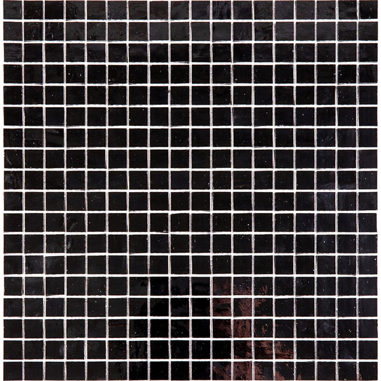 Skosh Glossy Black Glass Mosaic Wall and Floor Tile