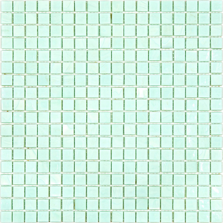 Skosh 11.6" Light Blue-Green Glossy Glass Mosaic Tile