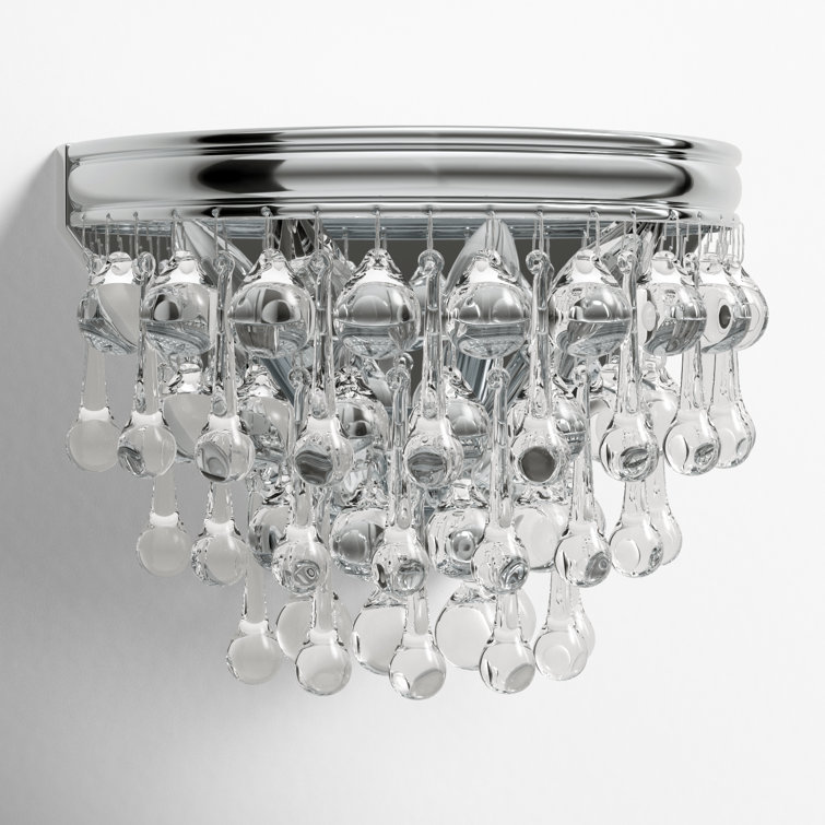 Polished Chrome 2-Light Crystal Flush Mount Sconce