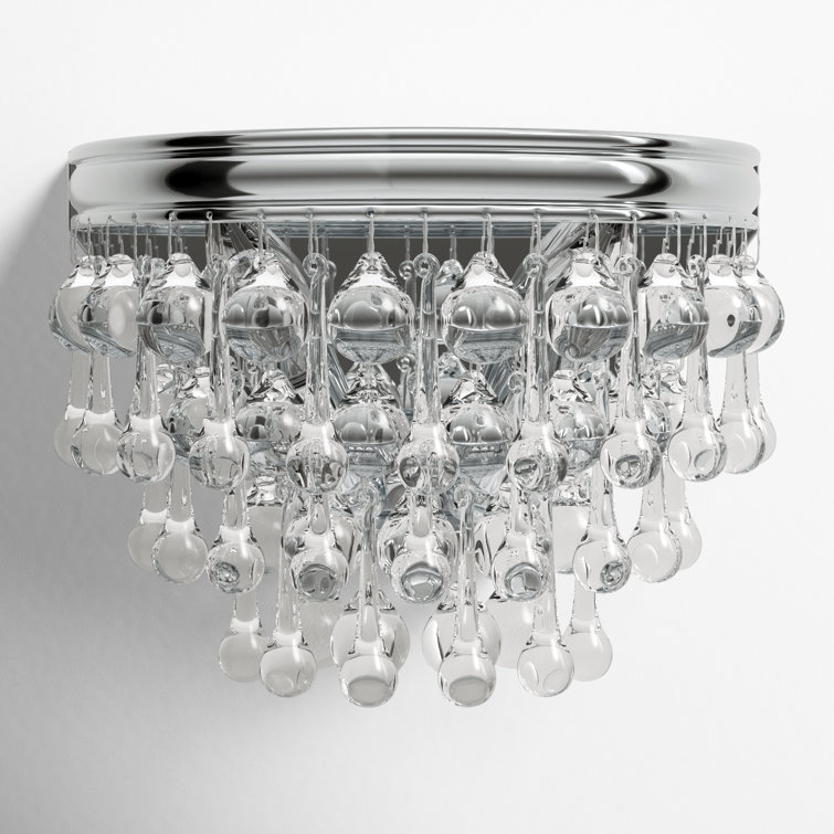 Polished Chrome 2-Light Crystal Flush Mount Sconce