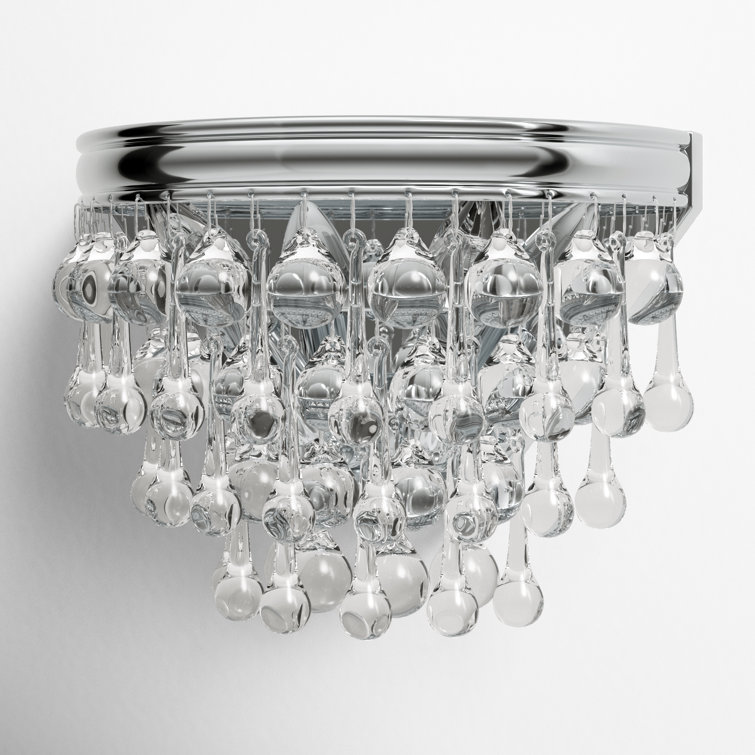 Polished Chrome 2-Light Crystal Flush Mount Sconce