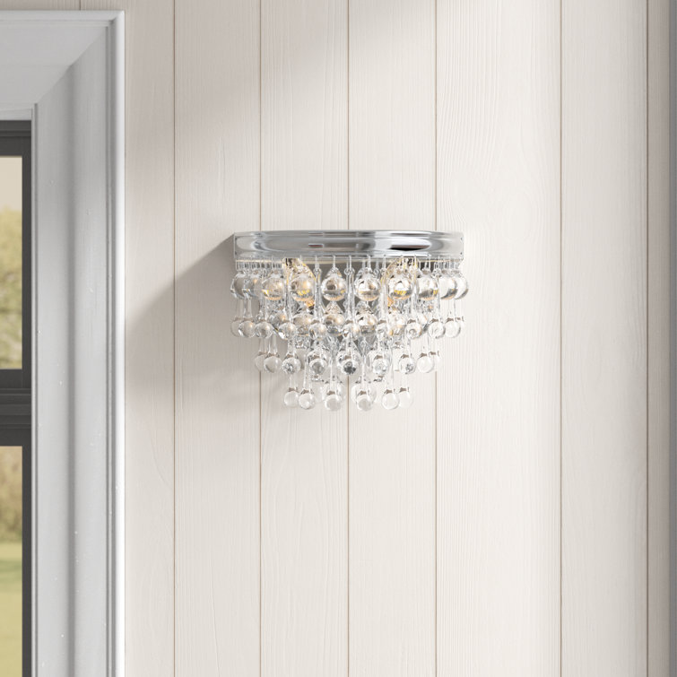 Polished Chrome 2-Light Crystal Flush Mount Sconce