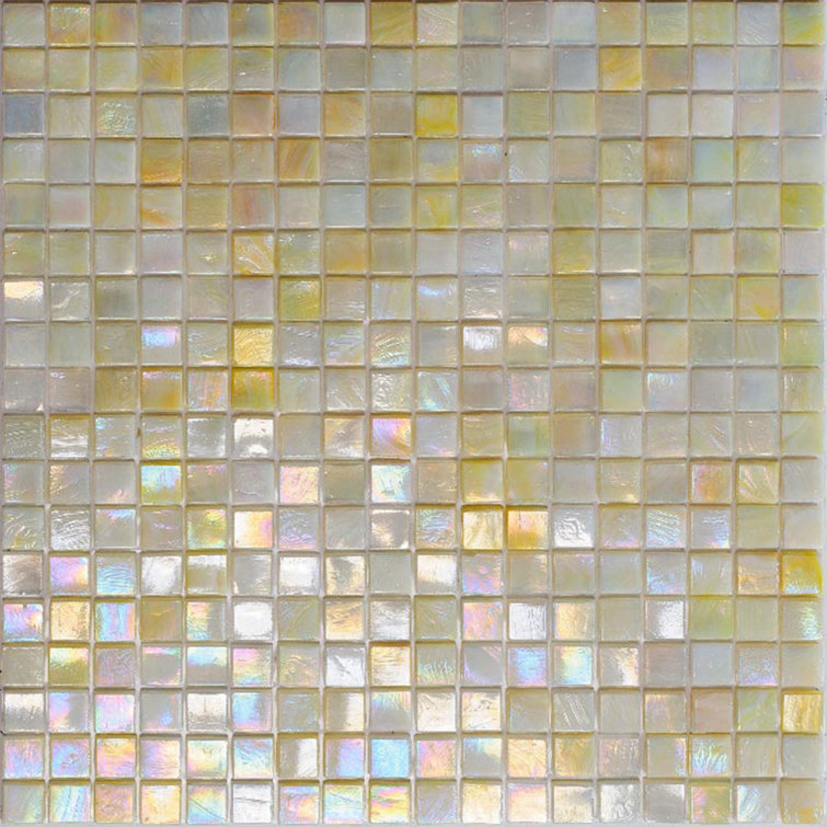 11.6" Glossy Iridescent Yellow and Gold Glass Mosaic Tile