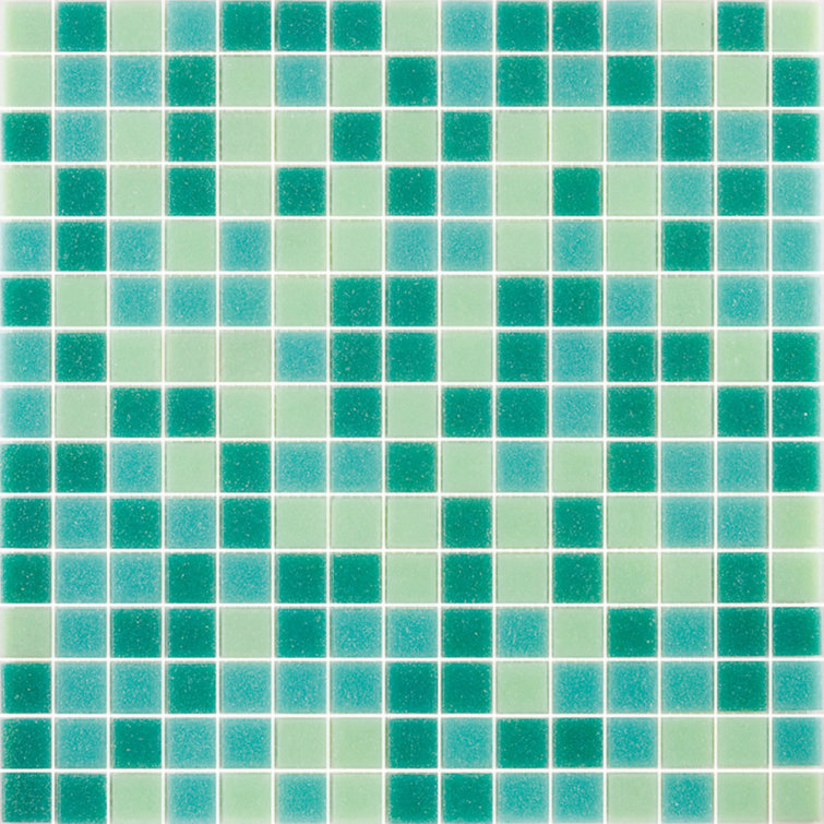 Mingles 12" x 12" Glossy Green Glass Mosaic Tile