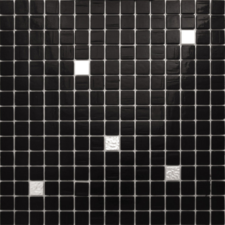 12" x 12" Black and White Iridescent Glass Mosaic Tile