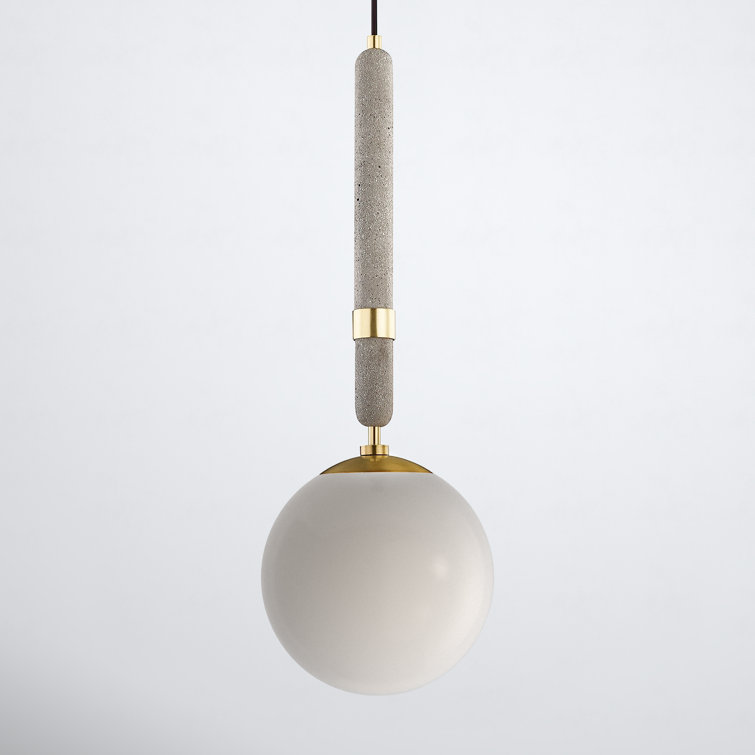 Aged Brass and Concrete Single Globe Pendant Light