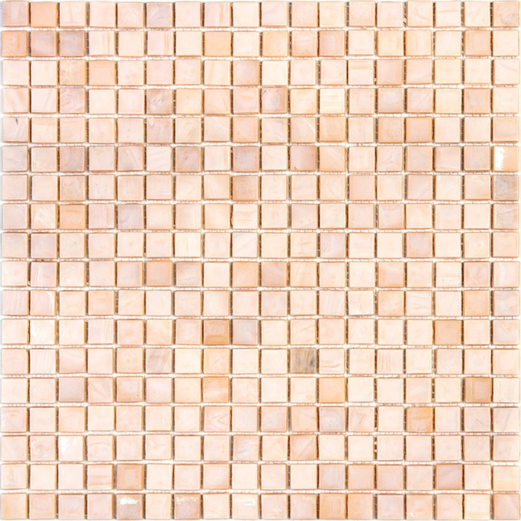 Skosh 11.6" x 11.6" Glossy Iridescent Beige Glass Mosaic Tile