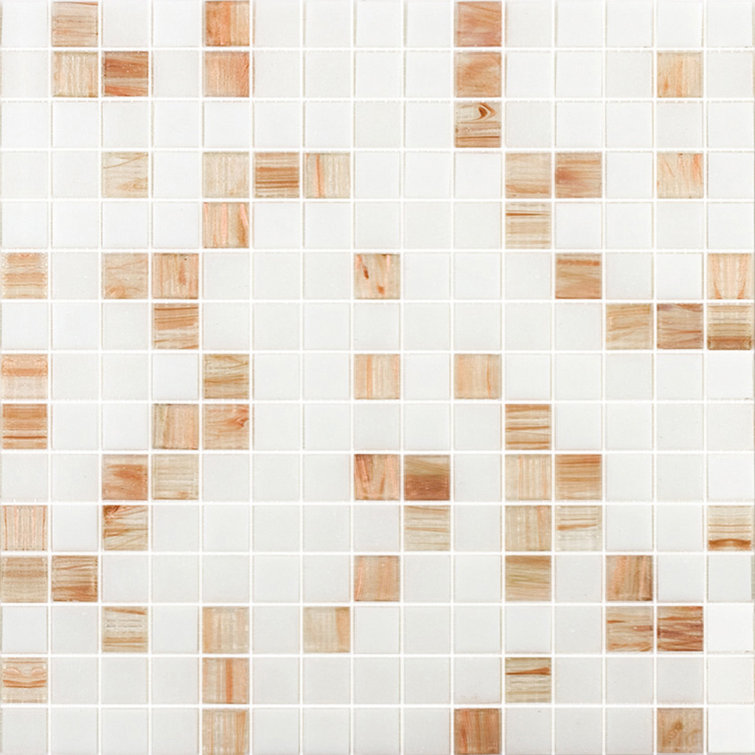 Apollo 12" x 12" Glossy White and Beige Glass Mosaic Tile