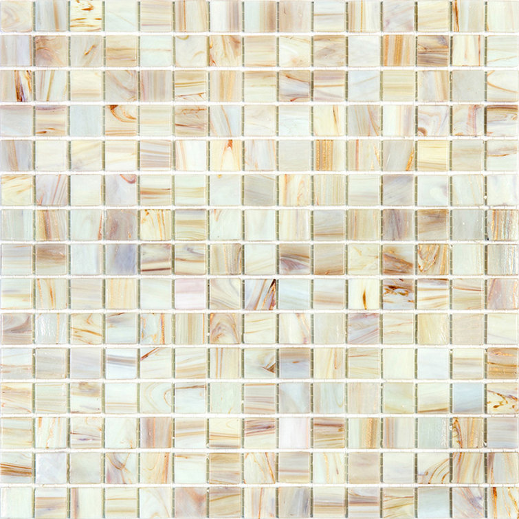 Celestial 12 in. x 12 in. Beige Iridescent Glass Mosaic Tile