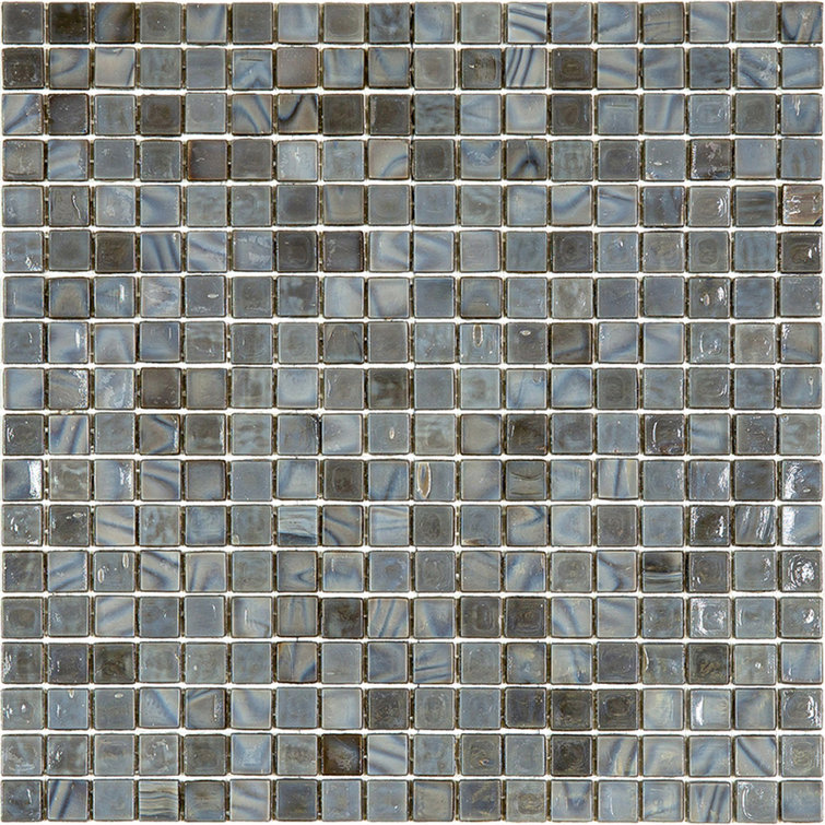 Mouse Gray Polished Glass Mosaic Wall and Floor Tile