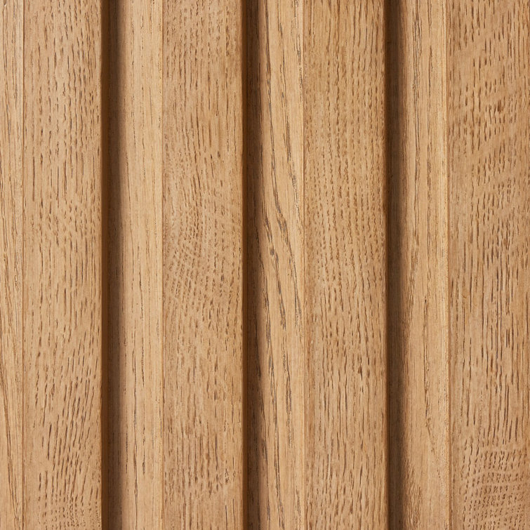 Natural Oak Ribbed Media Console with Cabinet