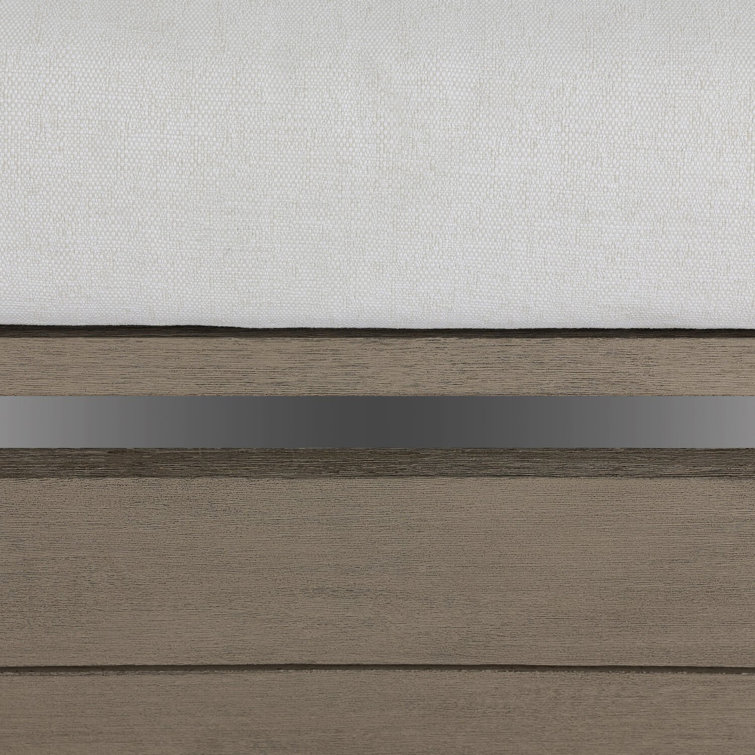 Gray Teak Outdoor Chaise Lounge with White Cushions