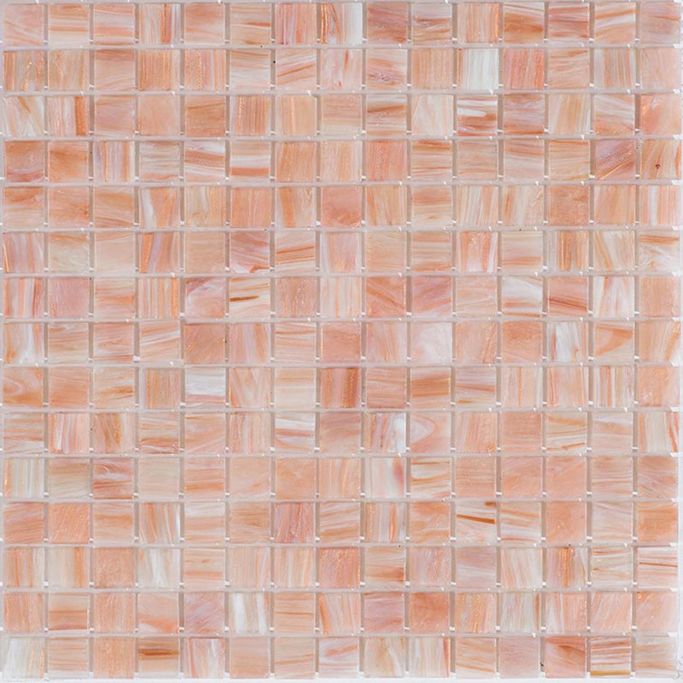 Celestial 12 in. x 12 in. Glossy Pink Glass Mosaic Tile