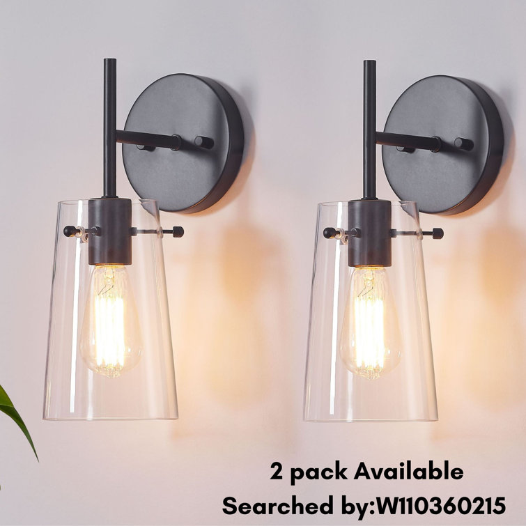 Bronze and Black Cone Glass Shade Wall Sconce