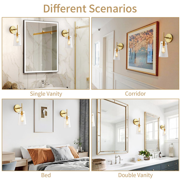 Kawoti Dimmable Brass and Gold Outdoor Wall Sconce, 13" Height