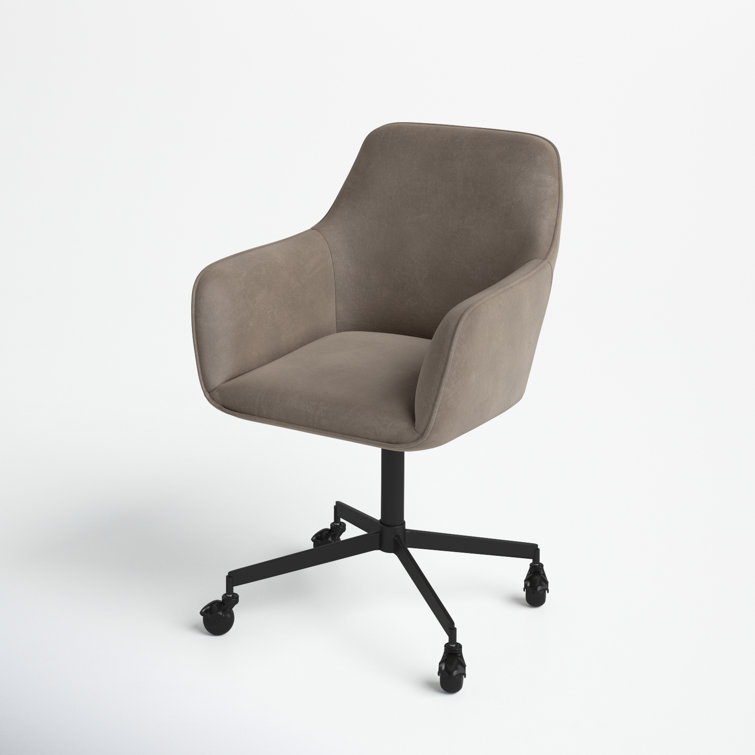 Gray Velvet Swivel Office Chair with Black Steel Base