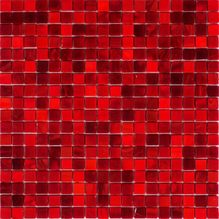 Rose Red Iridescent Glass Mosaic Wall and Floor Tile