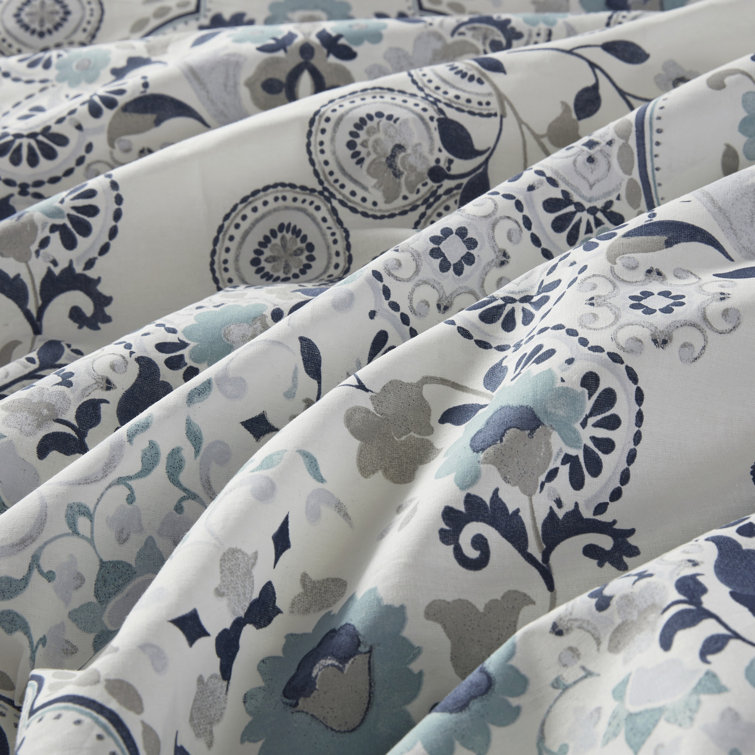 Elsie Blue Floral Cotton Full/Queen Duvet Cover Set