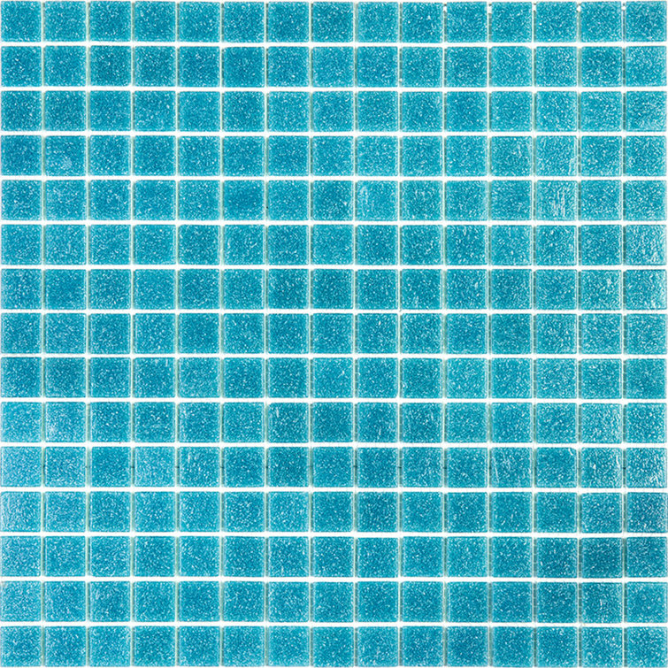 Dune 12" x 12" Glossy Blue-Green Glass Mosaic Tile
