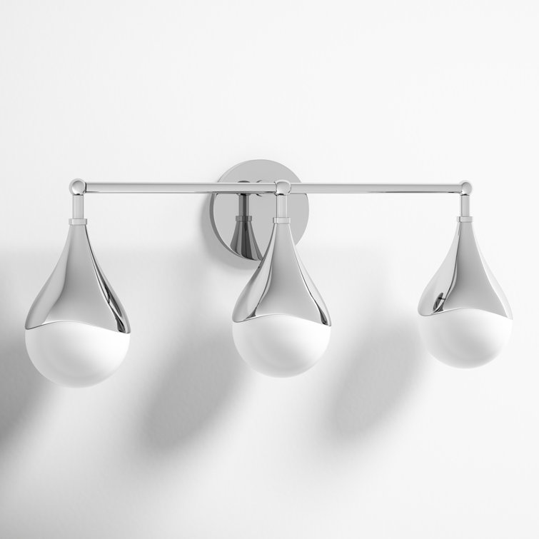 Ariana Polished Nickel 3-Light Outdoor Bath Bracket with Opal Glossy Shade