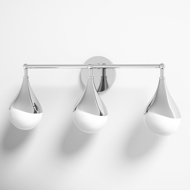 Ariana Polished Nickel 3-Light Outdoor Bath Bracket with Opal Glossy Shade