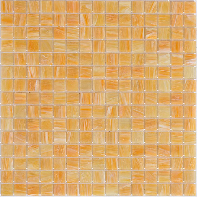 Celestial 12" x 12" Glossy Buff Beige Glass Mosaic Tile