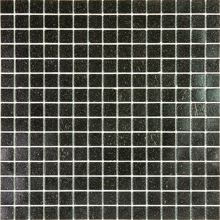 Dune 12 in. x 12 in. Glossy Dark Brown Glass Mosaic Tile
