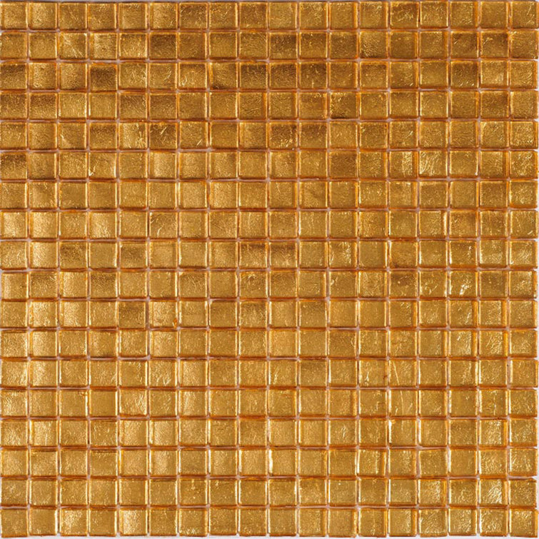 Gold Yellow Iridescent Glass Mosaic Wall and Floor Tile