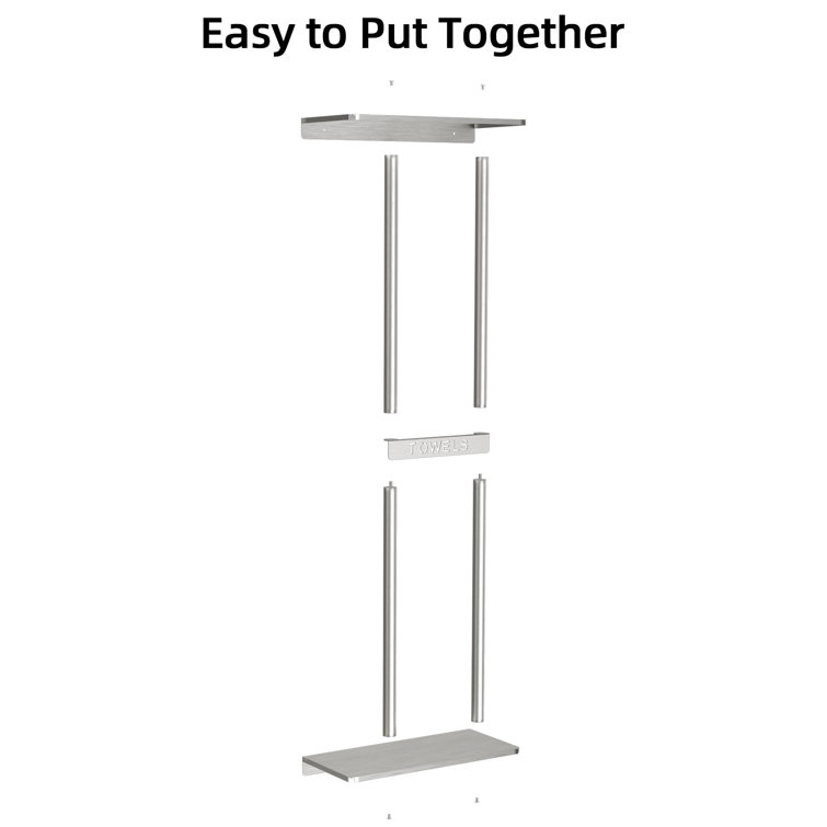 Brushed Nickel Wall Mounted Towel Rack with Shelf