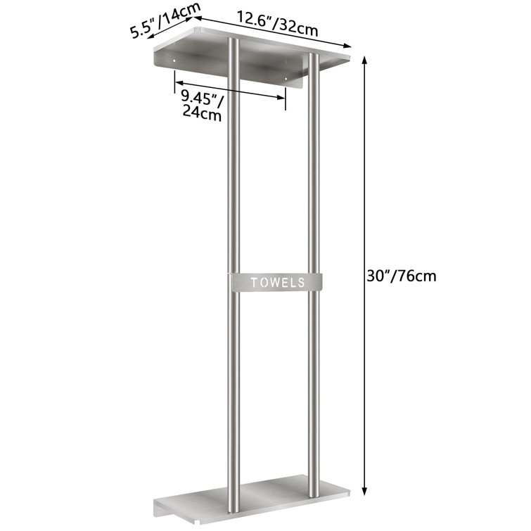 Brushed Nickel Wall Mounted Towel Rack with Shelf