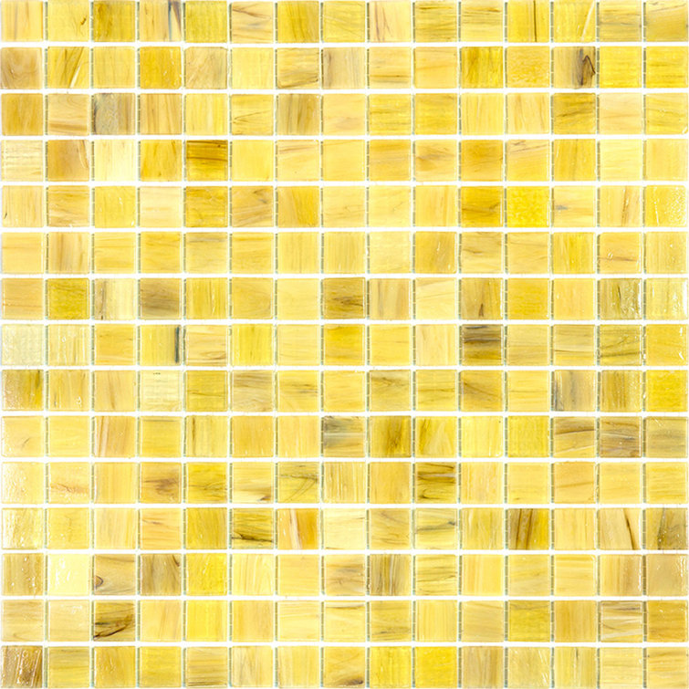 Celestial 12 in. x 12 in. Glossy Yellow Glass Mosaic Tile