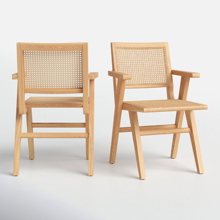 Coastal Elegance Black Rattan and Cane 23" Armchair
