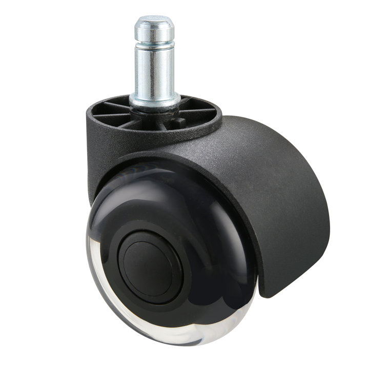 Black Polyurethane 2-Inch Office Chair Caster Wheels Set of 5