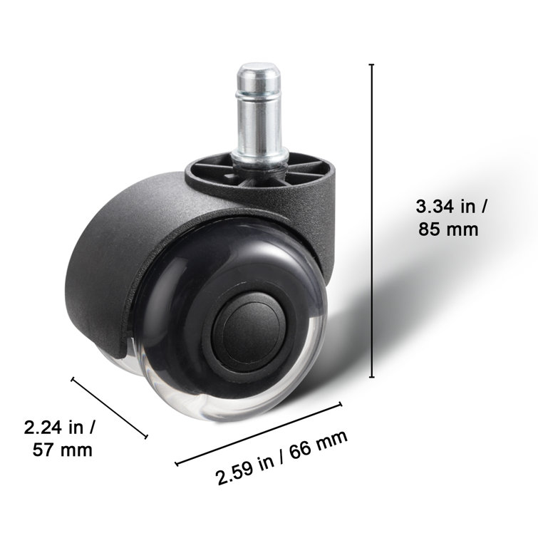 Black Polyurethane 2-Inch Office Chair Caster Wheels Set of 5