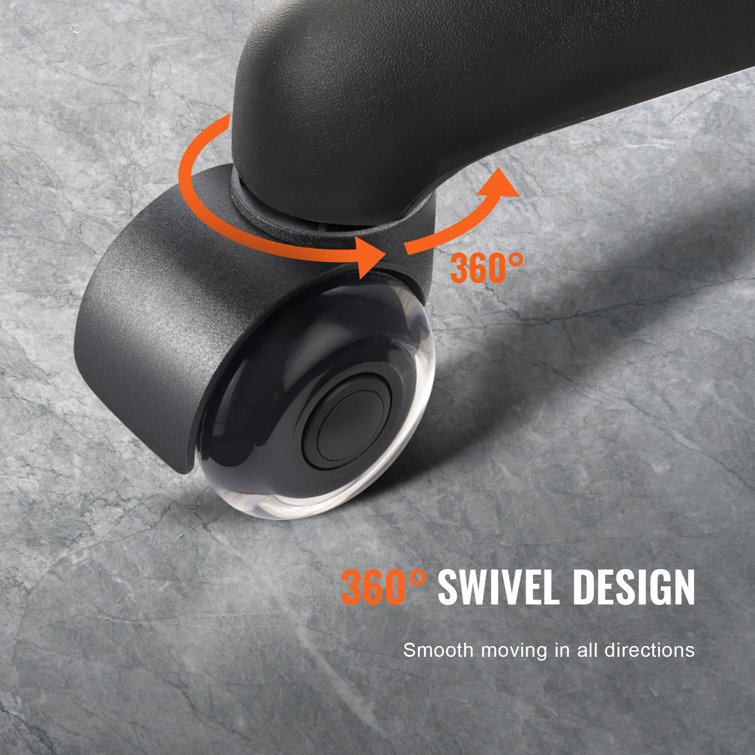 Black Polyurethane 2-Inch Office Chair Caster Wheels Set of 5