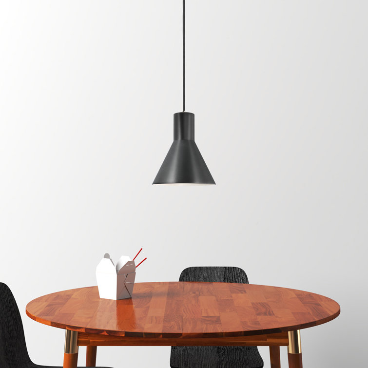 Brushed Nickel Black Metal Single Light Pendant