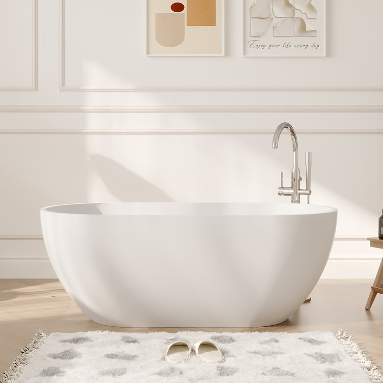 59'' Matte White Acrylic Freestanding Soaking Bathtub