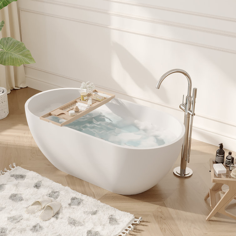 59'' Matte White Acrylic Freestanding Soaking Bathtub