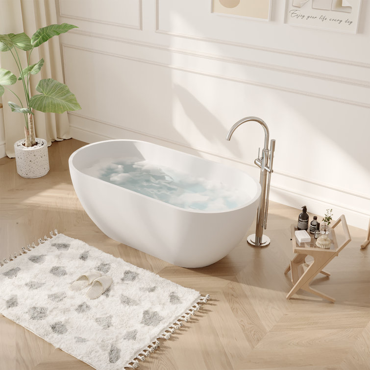 59'' Matte White Acrylic Freestanding Soaking Bathtub