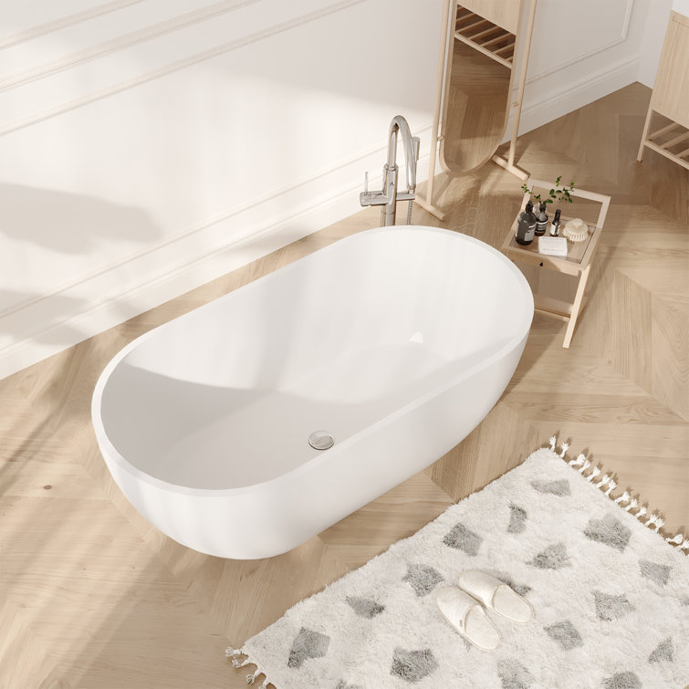 59'' Matte White Acrylic Freestanding Soaking Bathtub