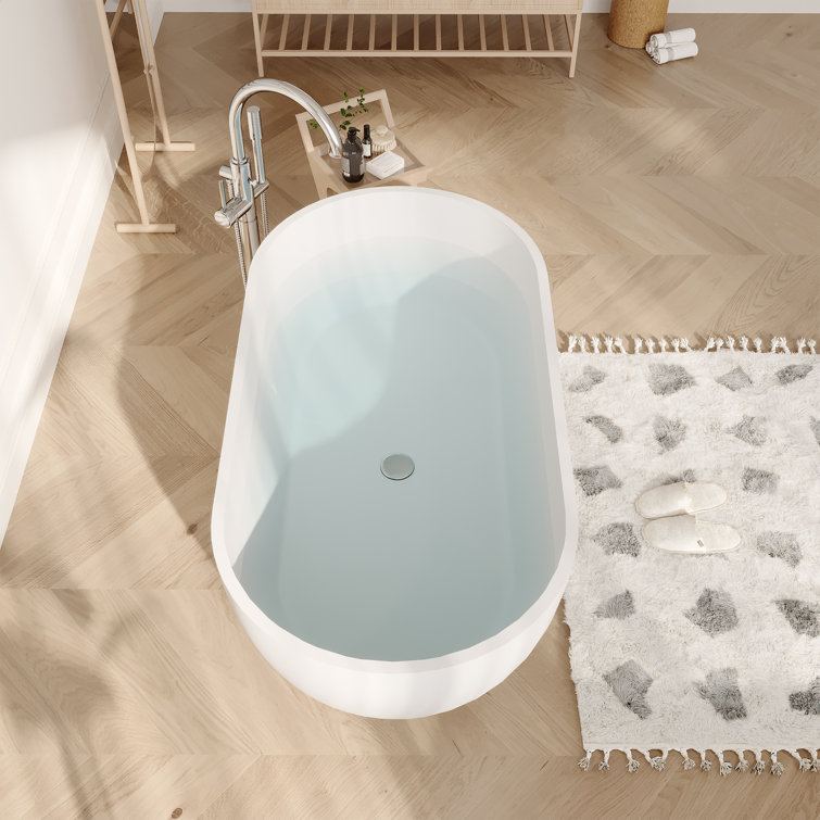 59'' Matte White Acrylic Freestanding Soaking Bathtub