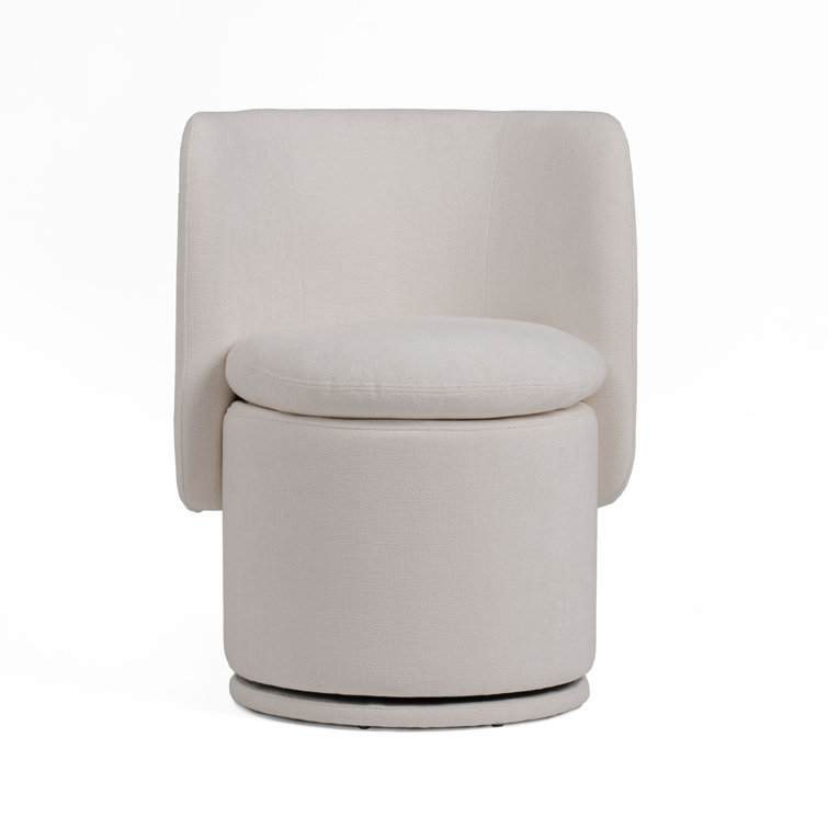 Ivory Upholstered Swivel Side Chair with Metal Legs