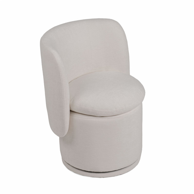 Ivory Upholstered Swivel Side Chair with Metal Legs