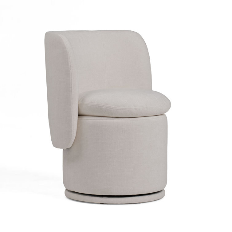 Ivory Upholstered Swivel Side Chair with Metal Legs