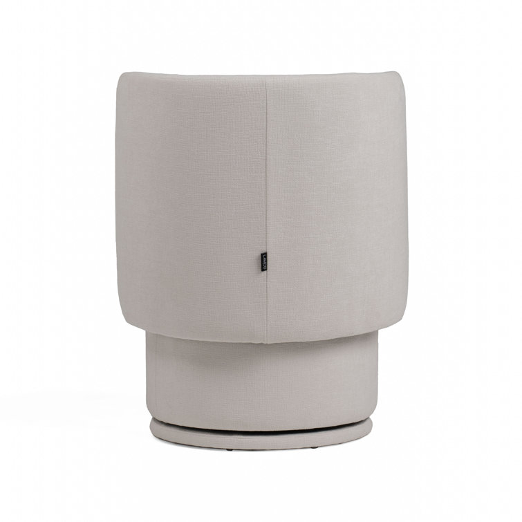 Ivory Upholstered Swivel Side Chair with Metal Legs