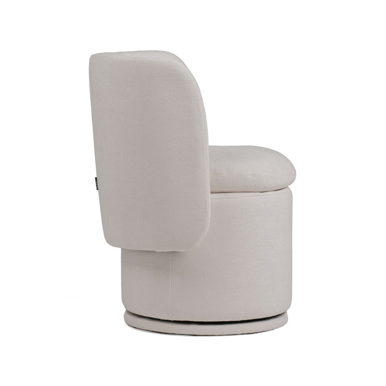 Ivory Upholstered Swivel Side Chair with Metal Legs
