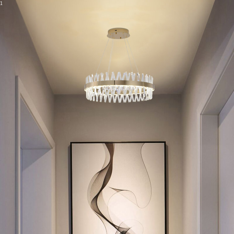 26" Chrome and Crystal LED Chandelier
