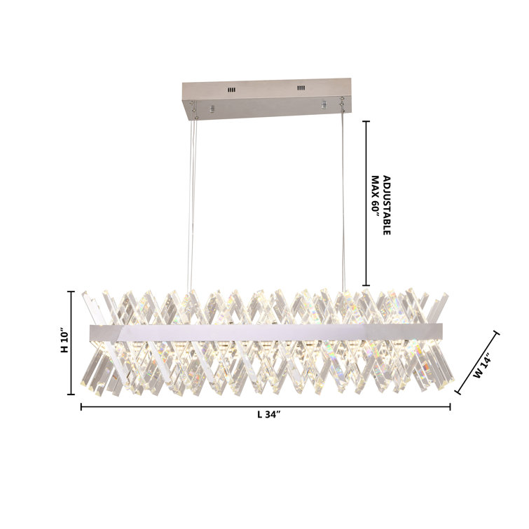 Bethel 34" Chrome Crystal LED Chandelier with Adjustable Cord